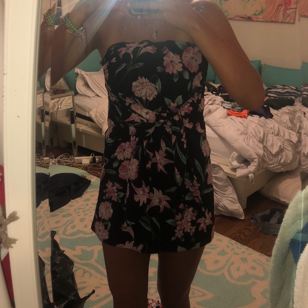 strapless floral dress